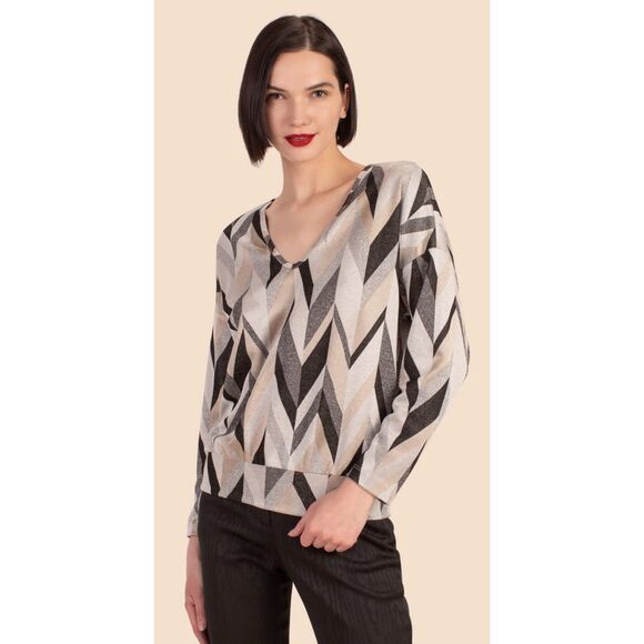 Trina Turk Sweaters - TRINA TURK McCoy Metallic V-Neck Sweater, Sz M